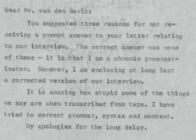 Letter typed by Claude Shannon